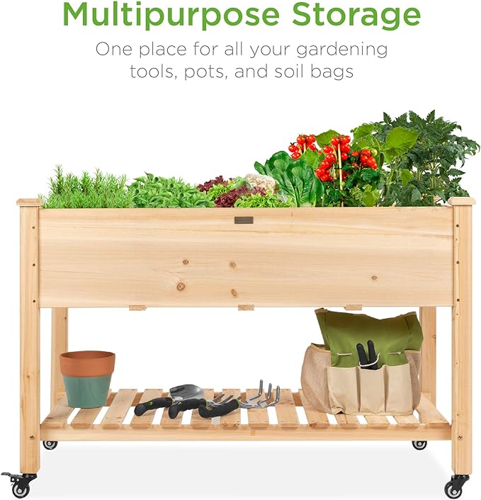 Best Choice Products Raised Garden Bed 48x24x32-inch Mobile Elevated Wood - Image 3