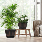 FGstyle 4 Pack 16 inch Plant Pots, Retro Vertical Stripe Planters - Image 4
