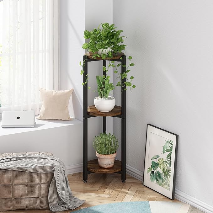 Plant Stand Indoor Corner Tall 3 Tier Metal Modern Flower Storage Plant Shelf - Image 4