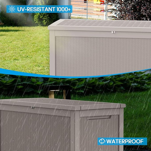 320 Gallon Waterproof Outdoor Storage Box, Large Resin Deck Box, Lockable - Image 2