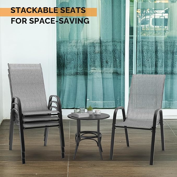VINGLI Patio Chairs Set of 2 – Stackable Outdoor Dining Chairs - Image 5