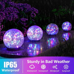 2-Pack Garden Solar Lights Outdoor, Colored Cracked Glass Ball Light Waterproof - Image 2