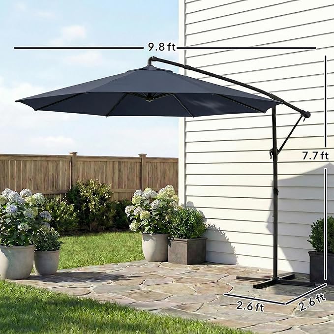 Outsunny 10 ft Offset Patio Umbrella - Image 7