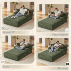 80 Inch Chaise Lounge Chair Indoor, Oversized Corduroy Upholstered Boneless - Image 5