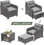 LHBcraft Outdoor Furniture 5 Piece Patio Conversation Set, PE Rattan Patio Set - Image 4