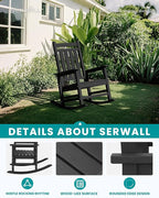 SERWALL Oversized Outdoor Rocking Chair Set of 4, HDPE Rocker - Image 4