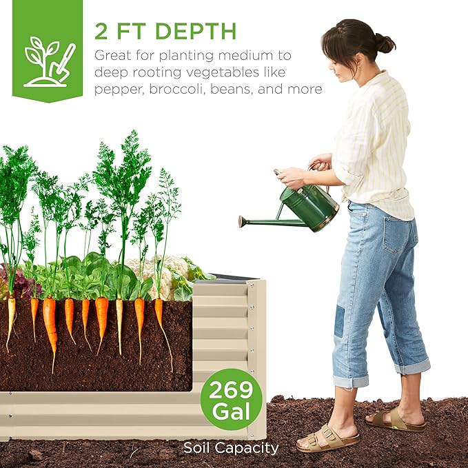 Best Choice Products 6x3x2ft Outdoor Metal Raised Garden Bed, Deep Root Box - Image 3