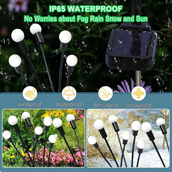 Solar St Patricks Day Lights Outdoor, 6 Pack 60 LED Solar Green Firefly Lights - Image 4