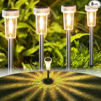 DERAYSION Solar Lights Outdoor, 8 Pack Solar Pathway Lights Waterproof Garden by DERAYSIONSolarLighting