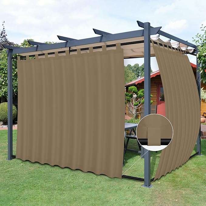 Easy-Going Outdoor Patio Curtains Detachable Tab Top Windproof Weatherproof by Easy-Going