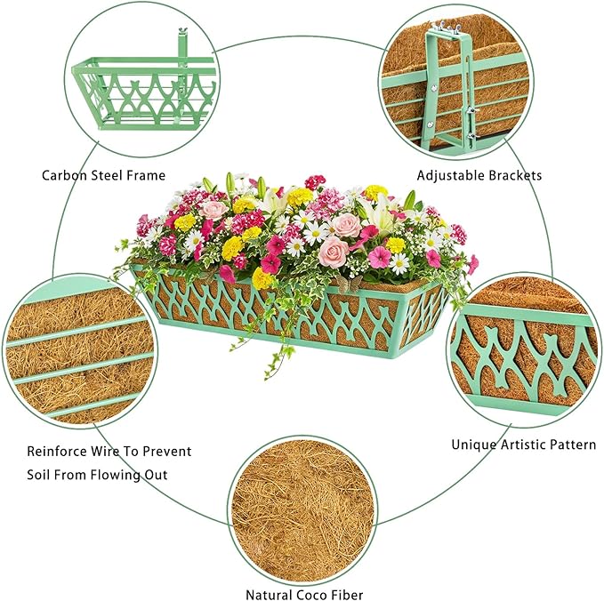 6 Pack 30 Inch Window Boxes Planters Railing Planter Box - Image 3