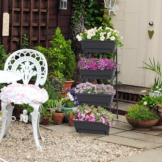 OYEAL Raised Garden Bed 4 Tier Vertical Garden Planter Indoor Outdoor Raised - Image 8