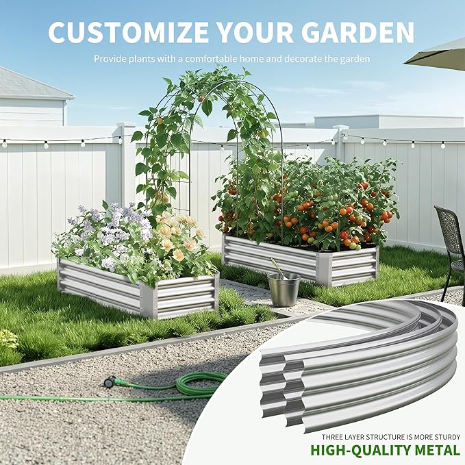 Galvanized Raised Garden Bed, Outdoor Planter Box Metal Patio Kit Planting Bed - Image 7