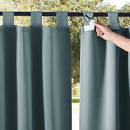 NICETOWN 2 Panels Greyish Blue Porch Curtainss Outdoor Waterproof by NICETOWN