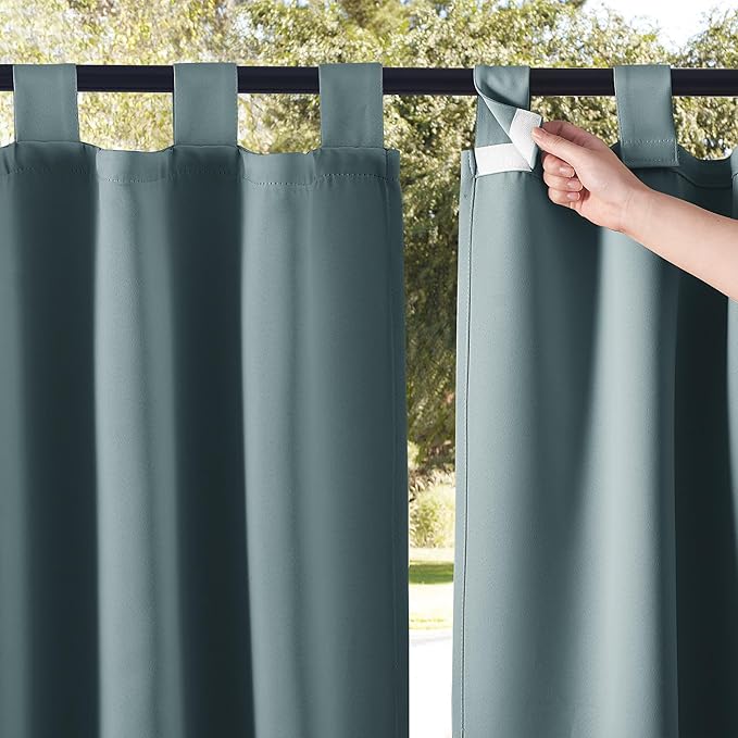 NICETOWN 2 Panels Greyish Blue Porch Curtainss Outdoor Waterproof by NICETOWN