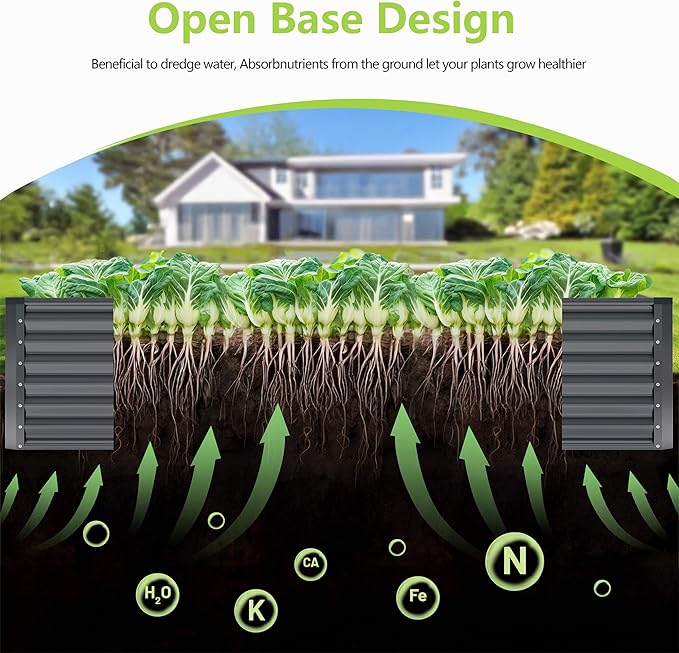 8x4x2FT Galvanized Raised Garden Bed, Galvanized Planter Boxes Outdoor - Image 2
