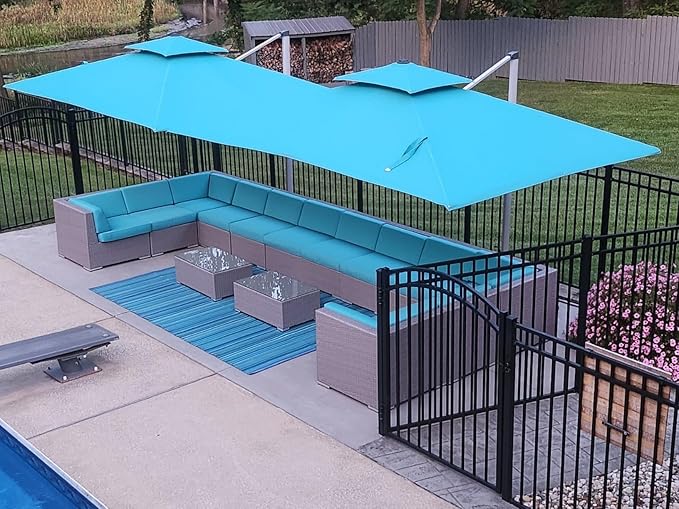 PURPLE LEAF 9' X 12' Patio Umbrella Outdoor Rectangle Umbrella Large Cantilever - Image 2