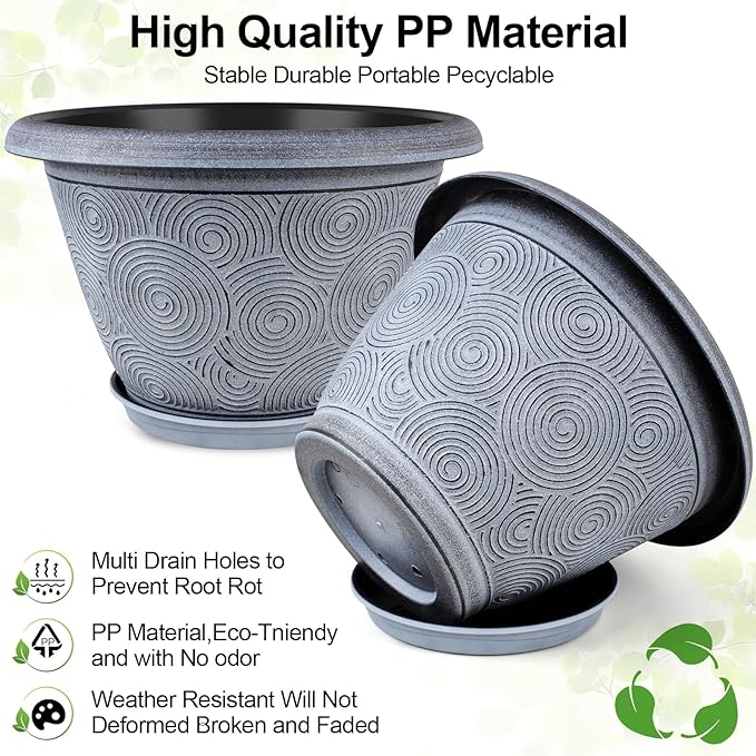 6 Inch Flower Pots Planters for Indoor Outdoor Plants, 6 Pack Plastic Small - Image 4