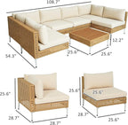 Outsunny 7 Piece Wicker Patio Furniture Set, Modular Outdoor Sectional - Image 2