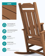 SERWALL Oversized Rocking Chair Set of 2 Outdoor, HDPE Outdoor Rocking Chair - Image 6