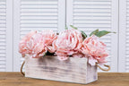 Wooden Planter Box with Handle I Rustic Whitewash I Plastic Liner l Garden - Image 5