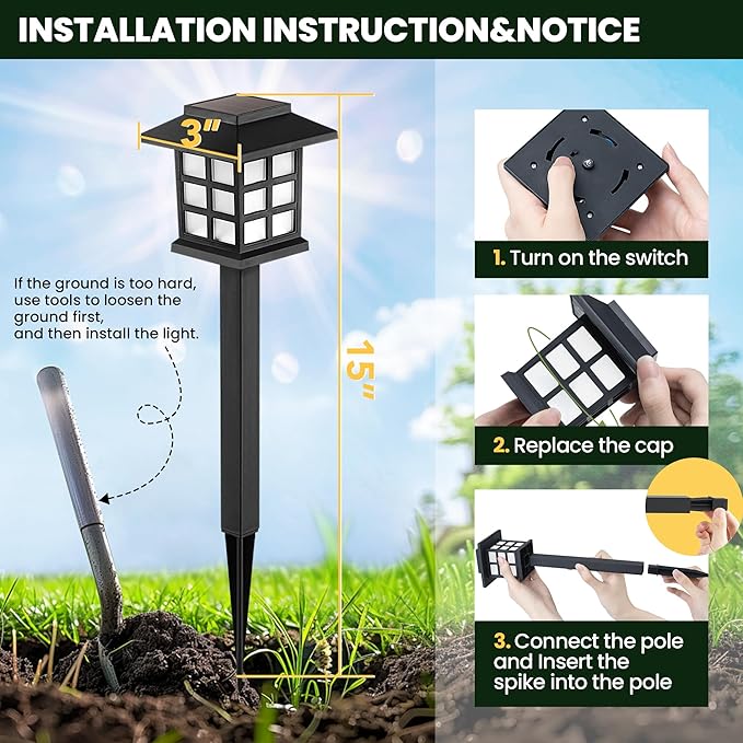 GIGALUMI Solar Outdoor Lights，16 Pack LED Solar Lights Outdoor Waterproof - Image 8