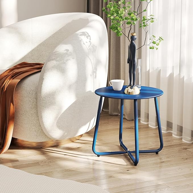 HollyHOME Round Metal Side Table, Rust-Resistant Patio Small Plant Stand - Image 9