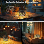 Solar Lanterns Waterproof Outdoor Decor: 2 Pack Hollow Out Retro Metal Solar - Image 6
