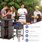 Tangkula 5 Piece Outdoor Rattan Bar Set, Patio Bar Furniture - Image 8