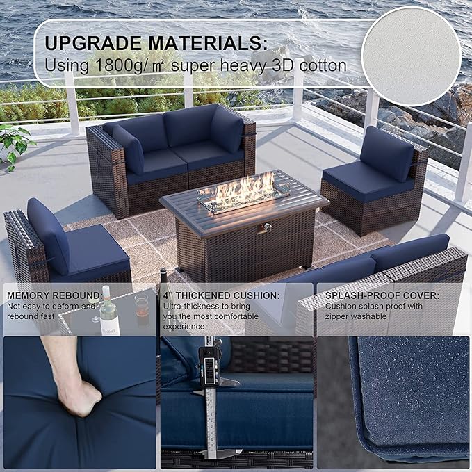 Kullavik 11 Pieces Outdoor Patio Furniture Set, PE Wicker Rattan Sectional Sofa - Image 5