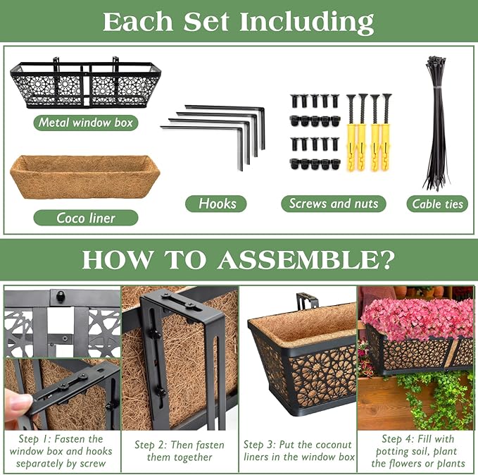ZeeDix Railing Planter Boxes, 24 Inch Window Flower Box Planters - Image 4