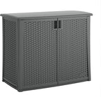 Suncast Resin Outdoor Storage Cabinet, Cool Gray Wicker Resin Outdoor Cabinet by Suncast