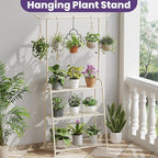 Metal Plant Stand Indoor Outdoor, 3 Tier Tall Corner Plant Shelf, Hanging - Image 3
