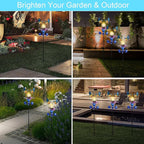 VCUTEKA Solar Lights Outdoor Metal Garden Stake Waterproof Crackle Glass Globe - Image 8