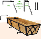 Y&M 24 Inch Window Deck with Coco Liner, Fence Metal Hanging Flower Planter - Image 4