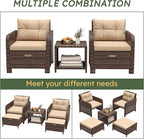 LHBcraft Outdoor Furniture 5 Piece Patio Conversation Set, PE Rattan Patio Set - Image 6