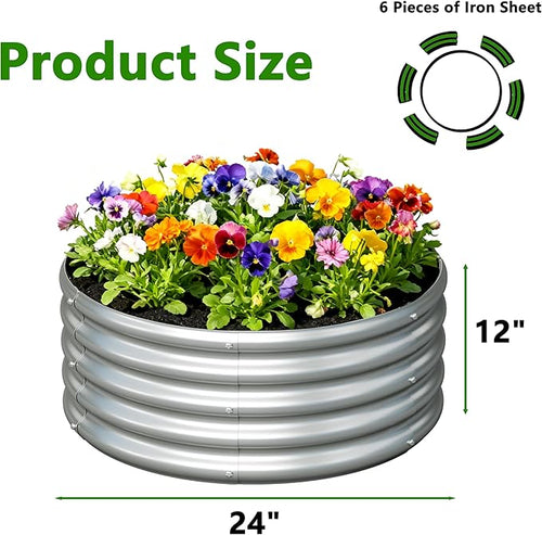 3PCS 2x2x1FT Galvanized Raised Garden Bed Kit, Vegetable Boxes-Round Metal - Image 2