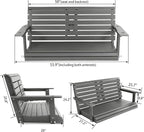 Poly Lumber 2-Seat Porch Swing, HIPS 4.5-Feet Bench Swing - Image 2