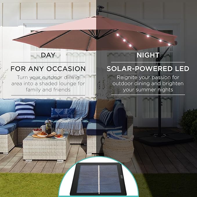 Best Choice Products 10ft Solar LED Offset Cantilever Hanging Market Patio - Image 3