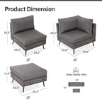 LAUSAINT HOME Outdoor Patio Furniture, 6 Piece Outdoor Sectional Sofa PE Rattan - Image 7