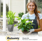 Outsunny Set of 3 Tall Planters, MgO Indoor Outdoor Planters - Image 9