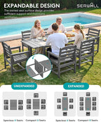 SERWALL 7-Piece Patio Dining Sets, All Weather HDPE Outdoor Furniture Set - Image 3