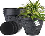 4 Pack 12 Inch Large Flower Pots by Nooulap
