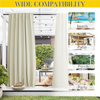 NICETOWN 2 Panels Outdoor Curtains Waterproof Pocket & Back Tab on Top & Bottom - Image 8