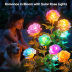 Solar Rose Lights Outdoor: 4 Pack IP65 Waterproof 7-Color Changing LED Flower - Image 2