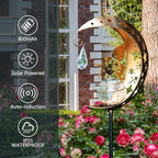 LICKLIP Moon & Fairy Garden Solar Stake Light Outdoor, Crackle Glass Globe - Image 3