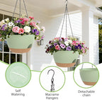 8 Inch Hanging Planters for Indoor Outdoor Plants, 4 Pack Green Brown Plastic - Image 3