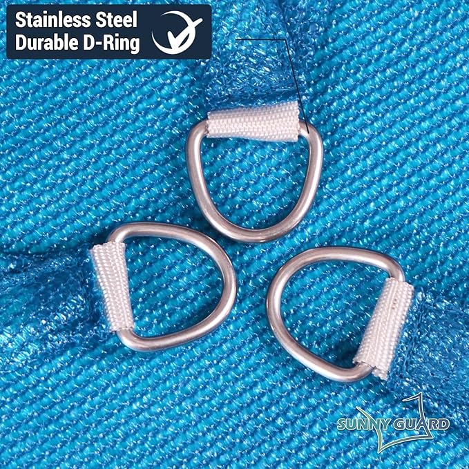 SUNNY GUARD Custom Size 6'x12'x13.4' Turquoise Blue Sun Shade Sail Right - Image 6