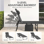 Outsunny Chaise Lounge Chair Outdoor, 5-Position Adjustable Sun Tanning Chair - Image 4