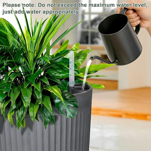24" Large Planter Set of 2, Self Watering Tall Plastic Planters - Image 2